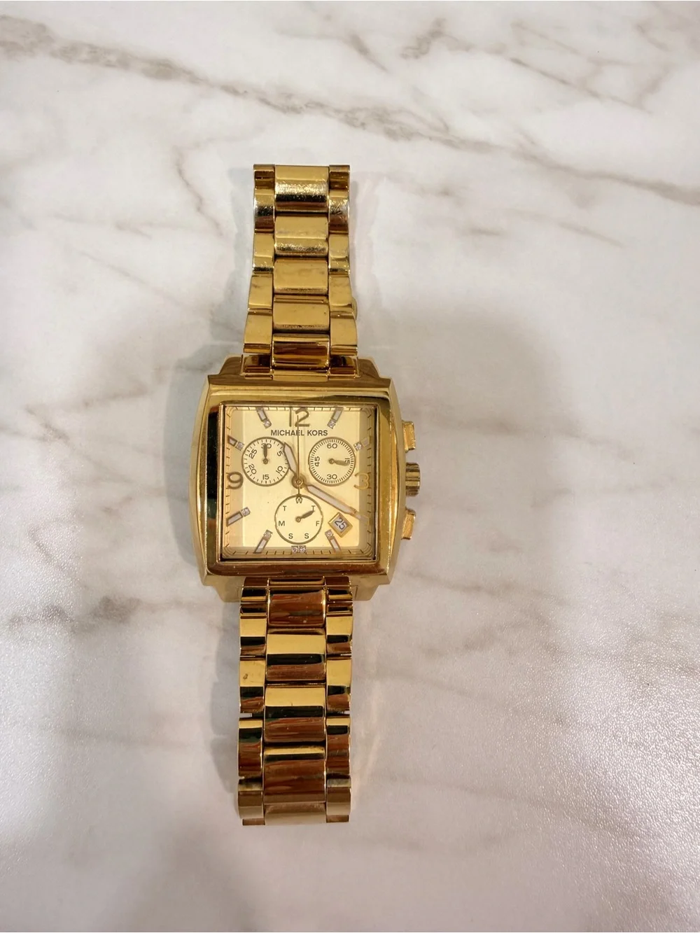 Michael Kors Gold Square Chronograph Bracelet Watch
